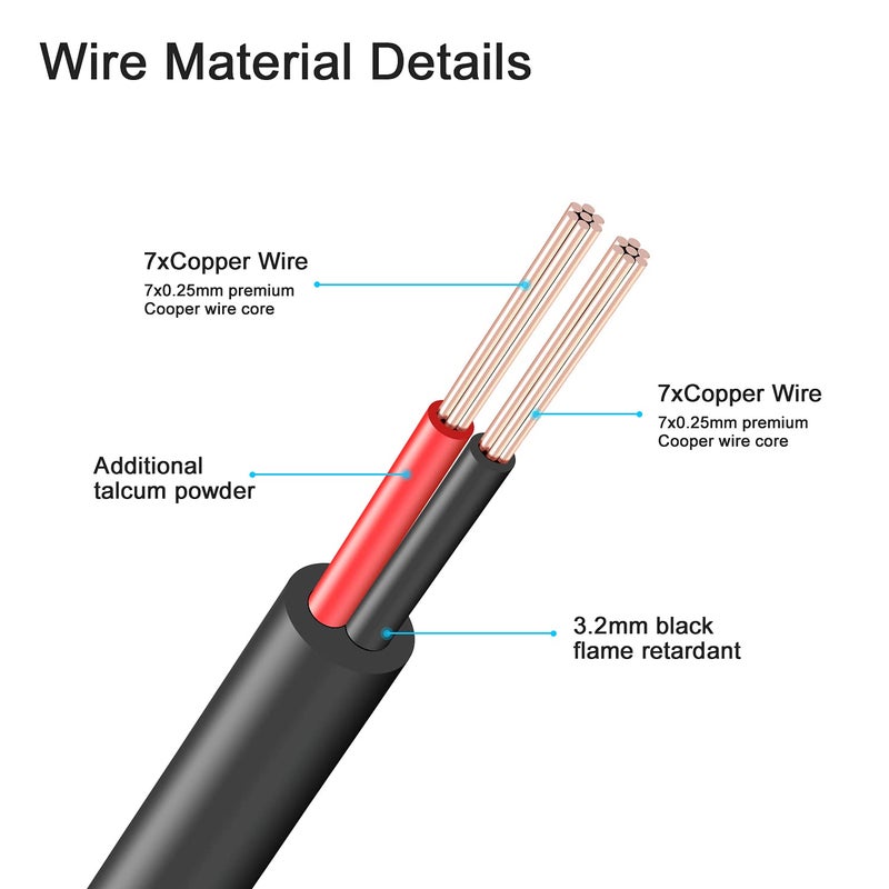 WILDHD DC Power Extension Cable 33ft, 2.1mm x 5.5mm Plug Compatible with 12V DC Adapter Cord for CCTV Security Camera, IP Camera, Standalone DVR (33ft Black) - Image 4